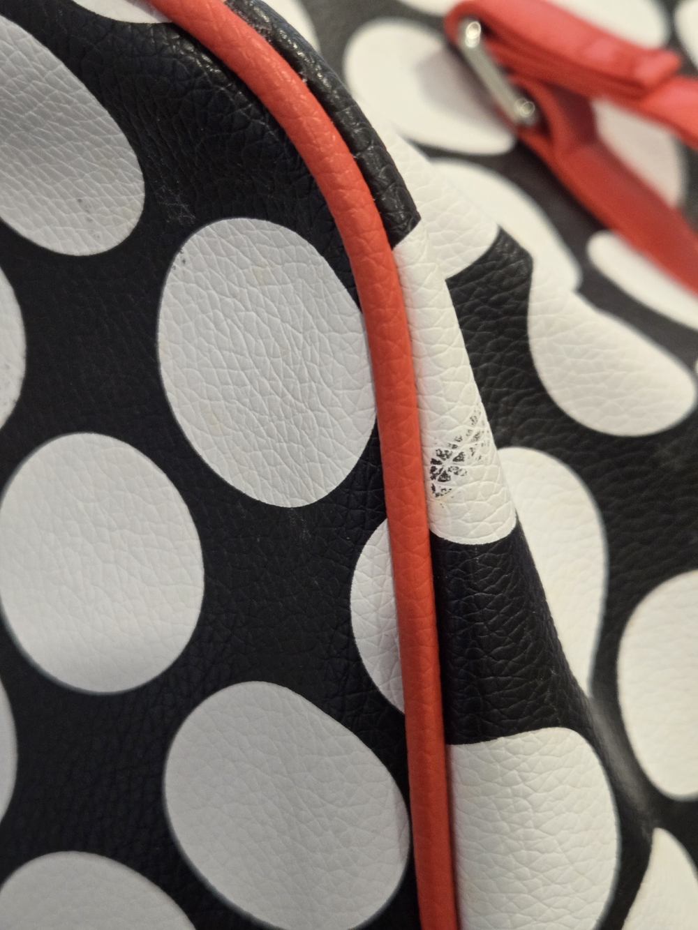 Minnie Mouse Black & White Polka Dot Travel Duffle with Red Accents - Picture 12 of 13